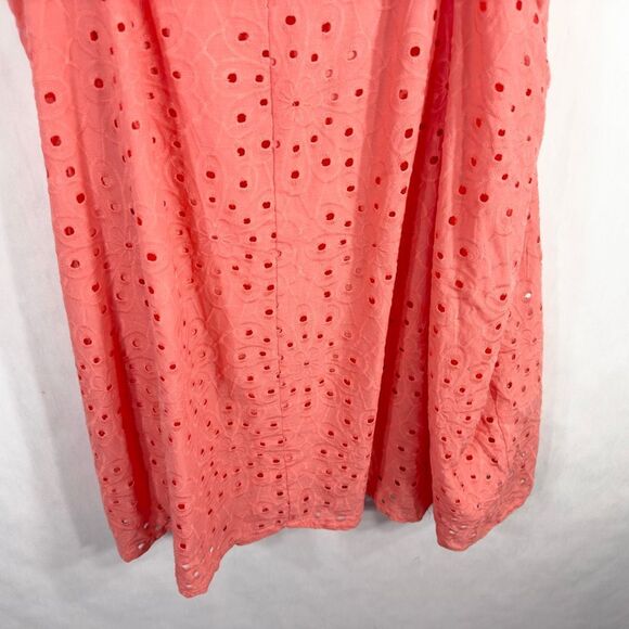 Lane Bryant Plus Size 26 28 Dress Short Sleeve Convertible Peach Eyelet 1567 - Picture 8 of 13
